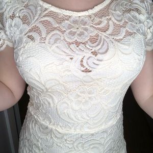 Ivory lace mini dress